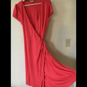 Boden Coral Summer Wrap Dress